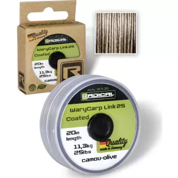 Ø0,65mm Radical Plecionka w otulinie WaryCarp 25 20m 11,3kg,25lbs camou-olive